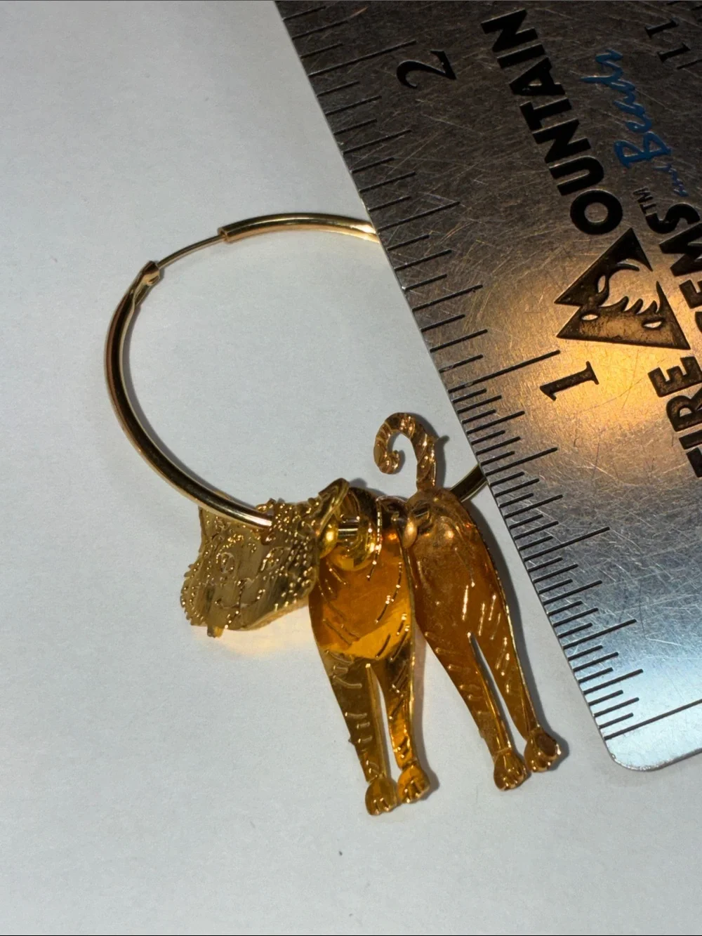 Vintage Gold Cat Hoop Earrings